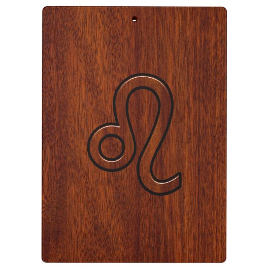 Leo Zodiac Sign in Mahogany wood style Klembord (Achterkant)