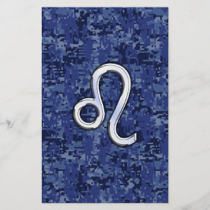 Leo Zodiac Sign on Blue Digital Camouflage Briefpapier