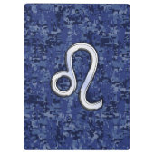 Leo Zodiac Sign on Blue Digital Camouflage Klembord (Achterkant)