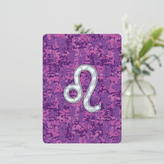 Leo Zodiac Sign on Fuchsia Digital Camouflage (Staand voorkant)
