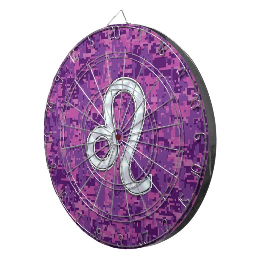 Leo Zodiac Sign on Fuchsia Digital Camouflage Dartbord (Voorkant Rechts)