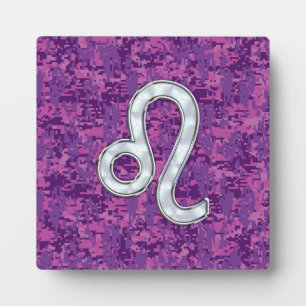 Leo Zodiac Sign on Fuchsia Digital Camouflage Fotoplaat
