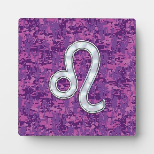 Leo Zodiac Sign on Fuchsia Digital Camouflage Fotoplaat (Voorkant)