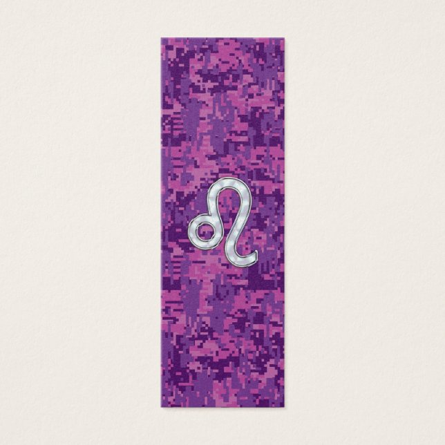 Leo Zodiac Sign on Fuchsia Digital Camouflage Mini Visitekaartjes (Voorkant)