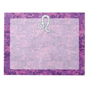 Leo Zodiac Sign on Fuchsia Digital Camouflage Notitieblok