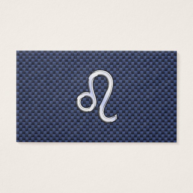 Léo Zodiac Sign on Navy Blue Carbon Fiber Print (Devant)
