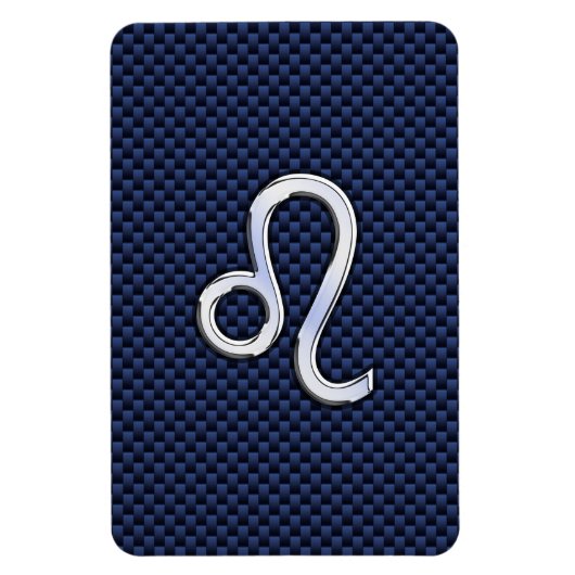Leo Zodiac Sign on Navy Blue Carbon Fiber Print Magneet (Verticaal)
