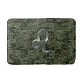 Leo Zodiac Sign on Olive Green Digital Camo Badmat (Voorkant)