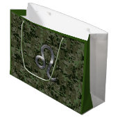 Leo Zodiac Sign on Olive Green Digital Camo Large Cadeautasje (Voorkant Gekanteld)