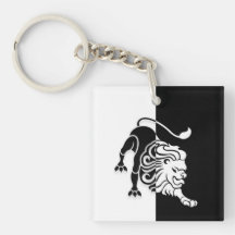 Leo Zodiac Sign. Sleutelhanger, zwart-wit