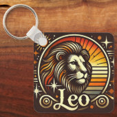 Leo Zodiac Sleutelhanger Retro Design (Voorkant)