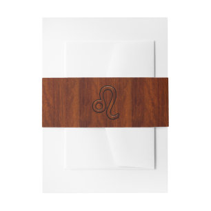 Leo Zodiac Symbol in Mahogany-houtstijl Uitnodigingen Wikkel