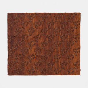 Leo Zodiac Symbol in Rich Mahogany-houtstijl Fleece Deken