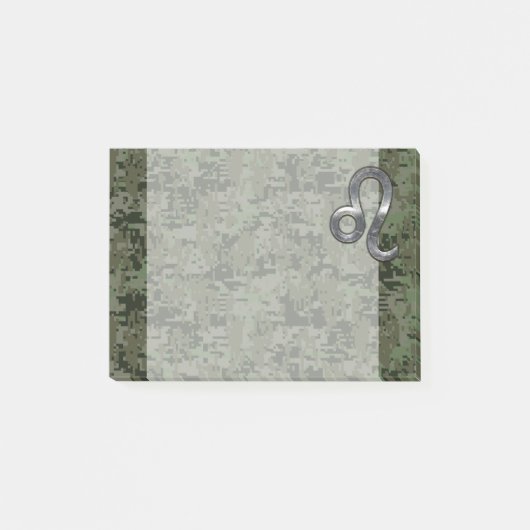 Leo Zodiac Symbol op Woodland Digital Camo Post-it® Notes (Voorkant)