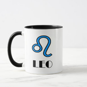 Leo Zodiac Symbool Designer Mok in blauw
