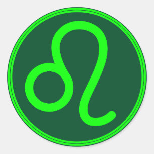 Leo Zodiac Symbool Groen Contrast Ronde Sticker