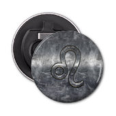 Leo Zodiac-symbool in Grunge Distress Style Button Flesopener (Voorkant)