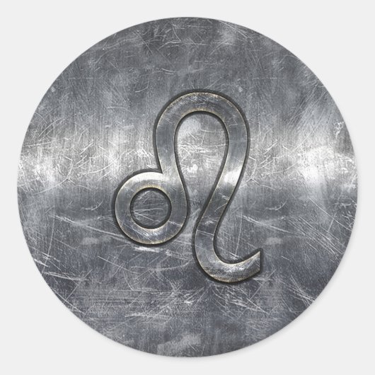 Leo Zodiac-symbool in Grunge Distress Style Ronde Sticker (Voorkant)