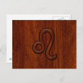 Leo Zodiac Symbool in Mahogany-houtenstalletje Briefkaart (Voorkant / Achterkant)