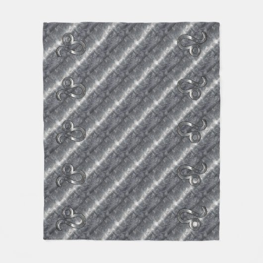 Leo Zodiac Symbool in Silver Steel Style Fleece Deken (Voorkant)