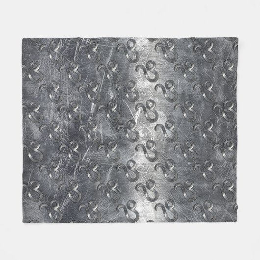 Leo Zodiac Symbool in Silver Steel Style Fleece Deken (Voorkant (Horizontaal))