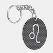 Leo Zodiac Symbool op het koolstofvezeldecor Sleutelhanger (Voorkant Links)