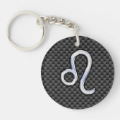 Leo Zodiac Symbool op het koolstofvezeldecor Sleutelhanger (Voorkant)