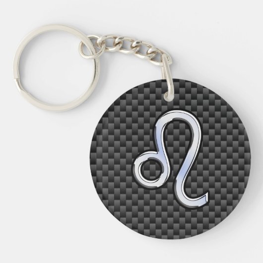 Leo Zodiac Symbool op het koolstofvezeldecor Sleutelhanger (Voorkant)