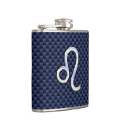 Leo Zodiac Symbool op Navy Blue Carbon Print Heupfles (Rechts)