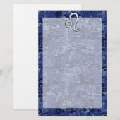 Leo Zodiac Symbool op Navy Blue Digital Camo Briefpapier (Voorkant / Achterkant)