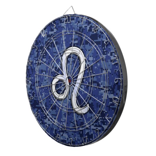 Leo Zodiac Symbool op Navy Blue Digital Camo Dartbord (Voorkant Rechts)