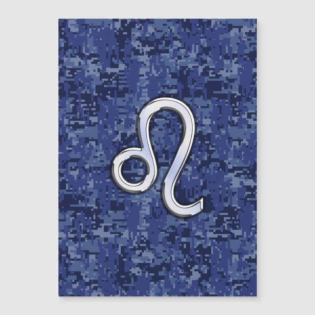 Leo Zodiac Symbool op Navy Blue Digital Camouflage (Voorkant)
