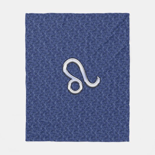 Leo Zodiac Symbool op Navy Blue Digital Camouflage Fleece Deken (Voorkant)