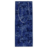 Leo Zodiac Symbool op Navy Blue Digital Camouflage Wijn Cadeautas (Achterkant)
