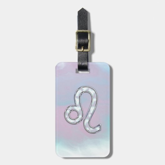 Leo Zodiac-symbool op Pastels Nacre Style Print Bagagelabel (Voorkant verticaal)
