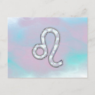 Leo Zodiac-symbool op Pastels Nacre Style Print Briefkaart