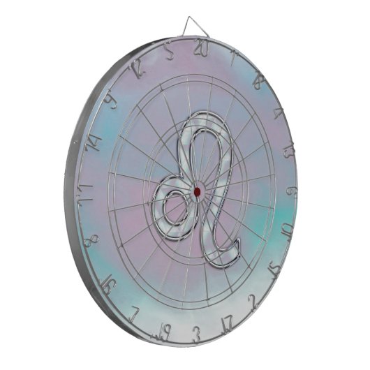 Leo Zodiac-symbool op Pastels Nacre Style Print Dartbord (Voorkant Links)