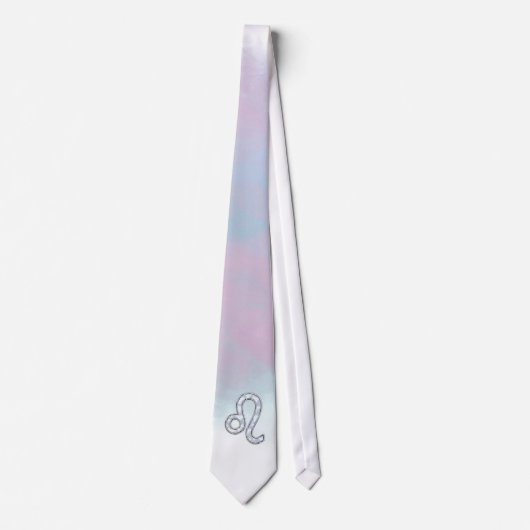 Leo Zodiac-symbool op Pastels Nacre Style Print Stropdas (Voorkant)