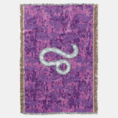 Leo Zodiac-symbool op roze Fuchsia Digital Camo Deken (Voorkant Verticaal)