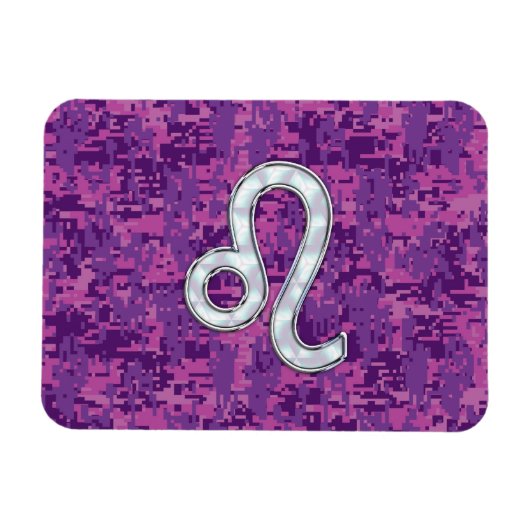 Leo Zodiac-symbool op roze Fuchsia Digital Camo Magneet (Horizontaal)