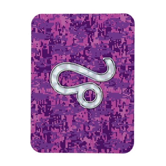 Leo Zodiac-symbool op roze Fuchsia Digital Camo Magneet (Verticaal)