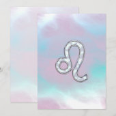 Leo Zodiac-teken op Pastels Nacre Style Print (Voorkant / Achterkant)