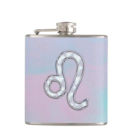 Leo Zodiac-teken op Pastels Nacre Style Print Heupfles (Voorkant)