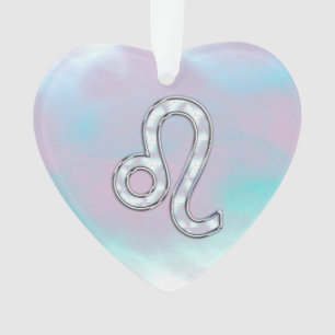 Leo Zodiac-teken op Pastels Nacre Style Print Ornament
