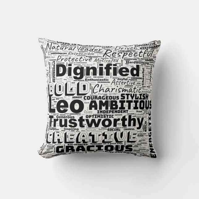 Leo Zodiac Word Cloud Inspiratie Kussen (Voorkant)