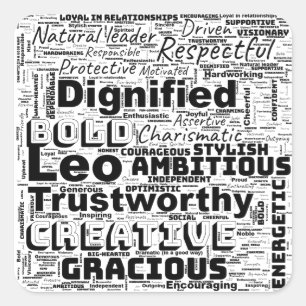 Leo Zodiac Word Cloud Inspiratie Vierkante Sticker