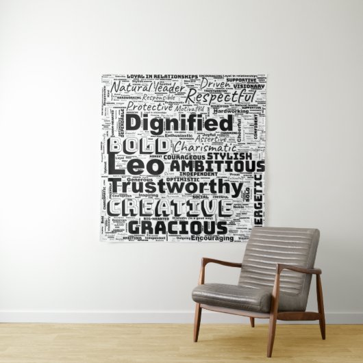 Leo Zodiac Word Cloud Wandkleed (In situ)