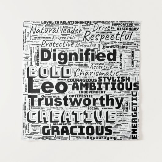 Leo Zodiac Word Cloud Wandkleed (Voorkant)