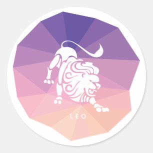 Leo zodiasticker moderne paarse achtergrond ronde sticker