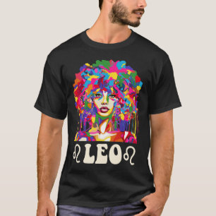 Leo Zwarte Meisje Afro-Amerikaanse Vrouw Kunst Ver T-shirt